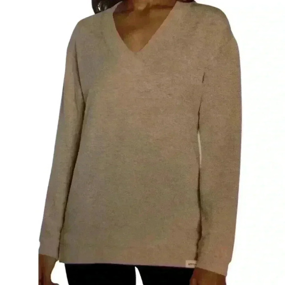 Orvis Women's Oatmeal V-Neck Dropped Shoulders Sweatshirt SIZE-SMALL - Picture 6 of 8